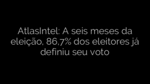 ​AtlasIntel: A seis meses da eleição, 86,7% dos eleitores já definiu seu voto 